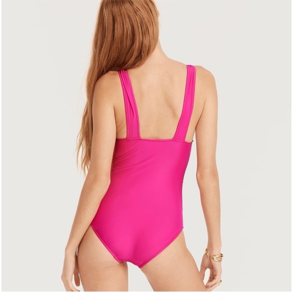 J. Crew Pink One Piece Swimsuit with Plunging Neckline and Adjustable Straps - Picture 2 of 5
